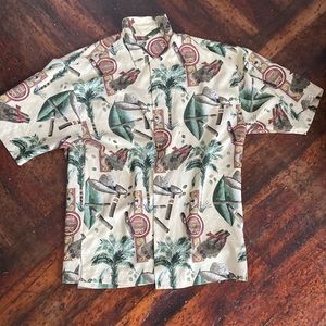Vintage Tommy Bahama cigar print button-down shirt